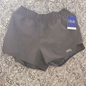 Huk deck running shorts women's large gray elastic new